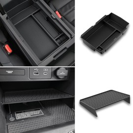YPHUIKI 2PCS Center Console Organizer Compatible with Honda CRV 2023 2024 2025 Accessories CR-V Hybrid Sport Armrest Storage Box Organizer Tray ABS Material