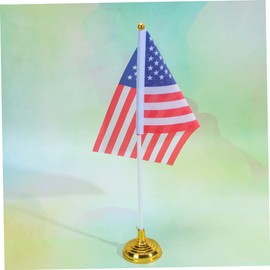 CAXUSD 48pcs American Desktop Flag Gold Base Usa National Flags for Office Decor and Home Use for Festivals Parties and Historical Events