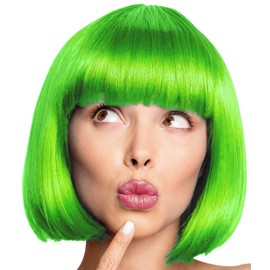 Green Bob Wig – Premium Quality Green Wigs for Women, Perfect for Amy Winehouse Costume and ABBA Wig, Easy to Wear and Style