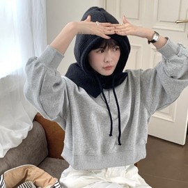 Women's Winter Knit Balaclava Hooded Neck Warmer Hat lf2308 Free Size/Free Size Turmeric 3ea