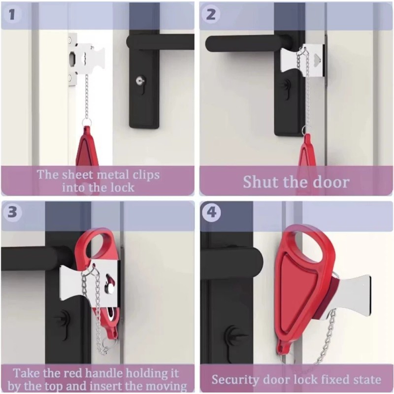 TIKA 2-Pack Portable Door Lock– Travel & Home Security Safety