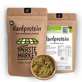 500 g BIO Hanfprotein Pulver | veganes Proteinpulver | 50% pflanzliches Eiweiß | ohne Zusätze | Glutenfrei | Taste Market