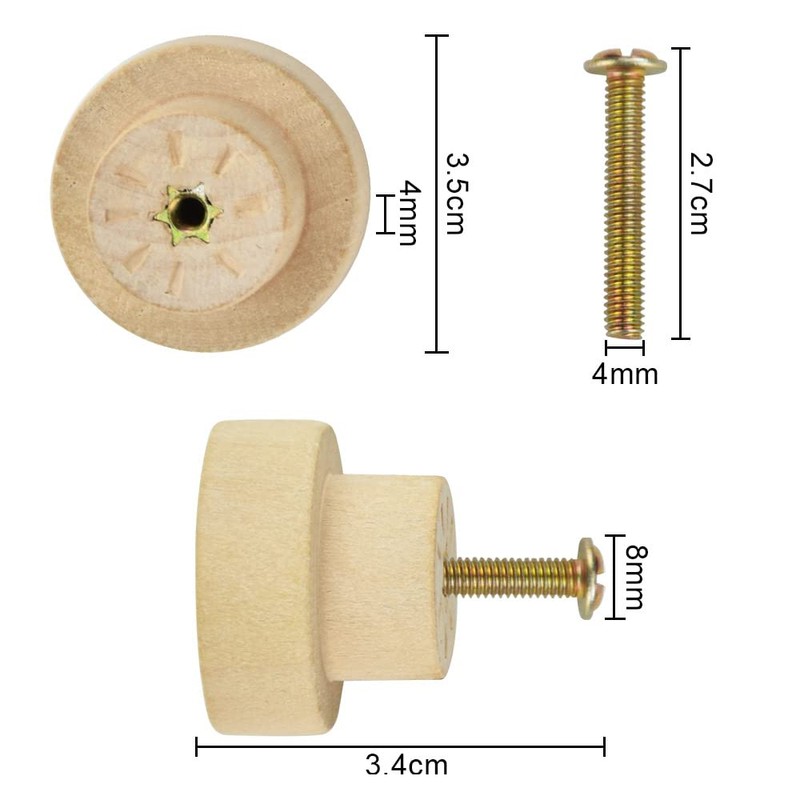 ANTHYTA Wooden Knobs Handles,Draw Knobs,Unvarnished Wooden Knobs,Round Mushroom Shape Cupboard