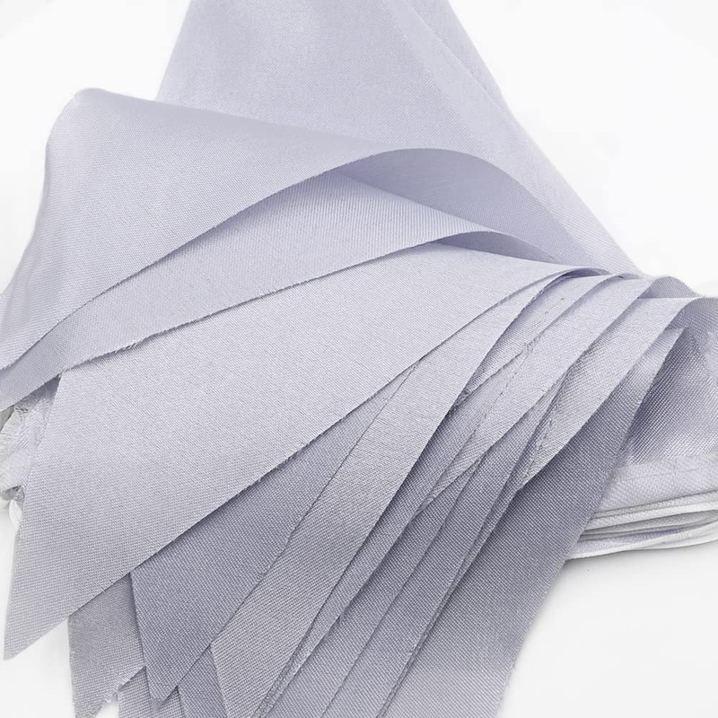 ADQUATOR 20m 52pcs Silver Pennant Bunting,Polyester Fabric Reusable Triangle Flags