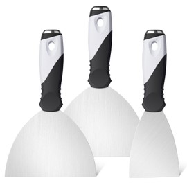 Mister Rui Putty Knife Set, 3" 5" 6" Paint Scrapers, Paint Tools, Small Metal Putty Knife Scraper Tool for Wood, Stainless Steel Paint Scraper with Hammer End