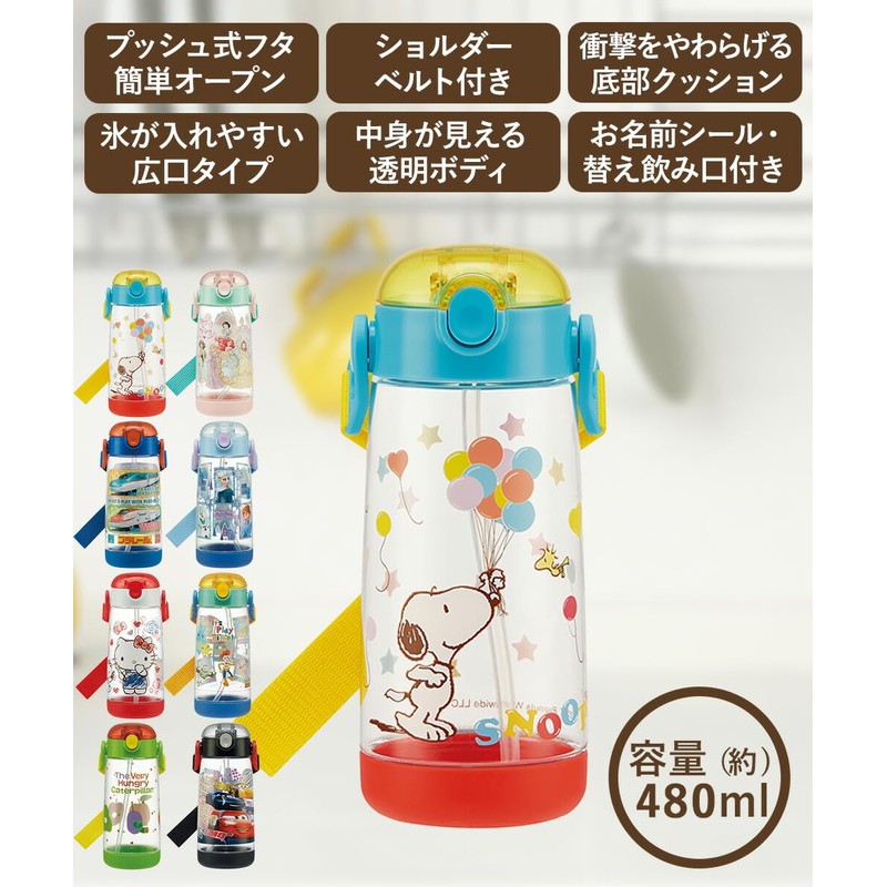 PDSH5 Plastic One Push Straw Bottle, 16.9 fl oz (480