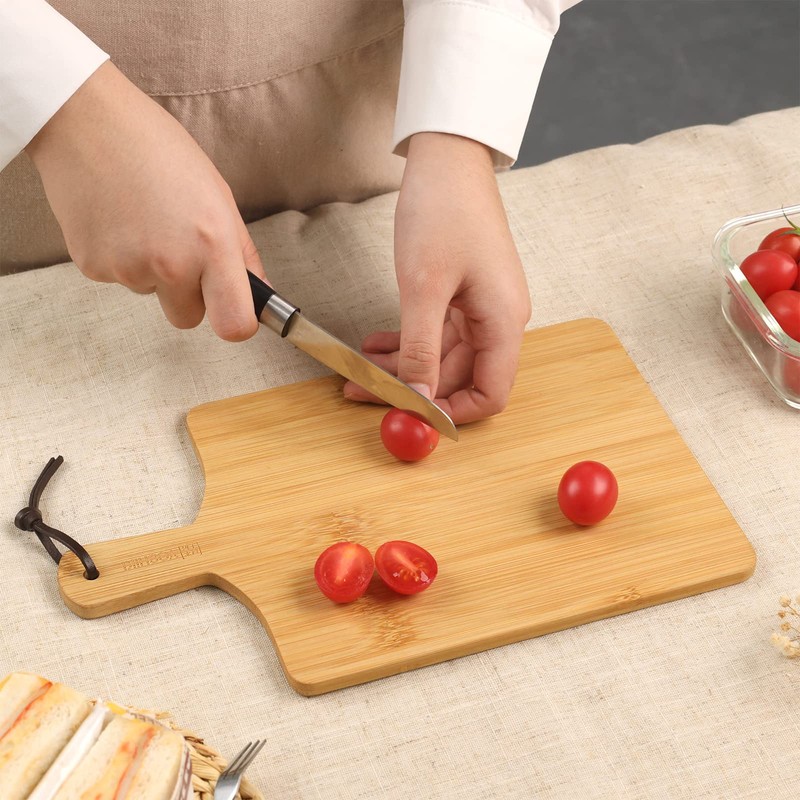 YOSHIKI YK-OM1 Bamboo Cutting Board, Camping Cutting Board with Strap,