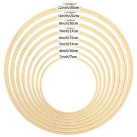 TOKERD 8 Embroidery Hoop Set Wooden Bamboo Cross Stitch Frame Adjustable Embroidery Rings Hoops Round Bamboo Circle Set Sewing Machine Embroidery Ring Cross Stitch Hoop for Decoration DIY Sewing