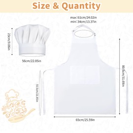 GOTDYBST Chef's Apron for Women, Apron White and Chef's Hat for Men, Adjustable Chef Costume, Waterproof Apron for Women and Men, Kitchen Apron with 2 Pockets for Kitchen, Home, Restaurant, Hotel,