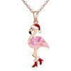 Christmas Flamingo Necklace for Women Sterling Silver Rose Gold Pink