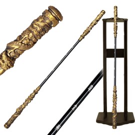 LuGlory 67-Inch Handcrafted Retractable Metal Staff -Inspired Gold-Banded Staff, Durable Alloy, Perfect for Fans and Collectors Cosplay