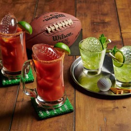 Tovolo Sports Themed Ice Molds, Assorted Set of 4 - Large Ice Mold Gift Set - Unique Ice Mold Chills Drinks - Odor-Free Freezer Storage, Dishwasher-Safe with Silicone Plunger