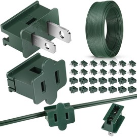 Relaxweex 18/2 Electrical Wire with Extra Vampire PlugsChristmas 18 Awg Extension Wire Landscape for Christmas Lights Outdoor Decoration(300 ft,SPT-1,Green)