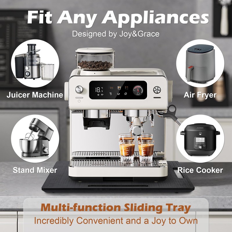 Joy&Grace Appliance Slider for Kitchen Appliances 360° Rolling Sliding Tray