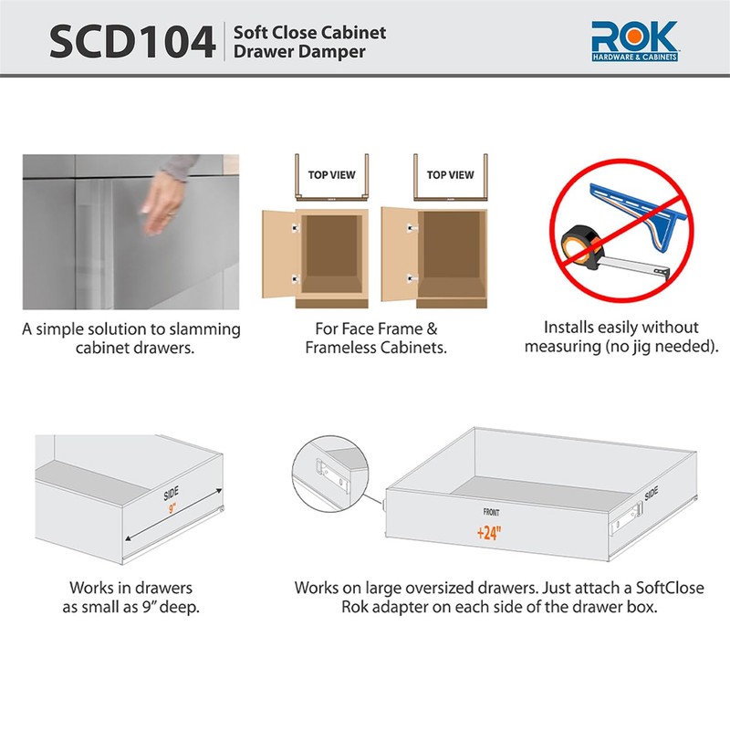 10-Pack Rok Hardware Soft Close for Wood Drawers/Soft Close Drawer