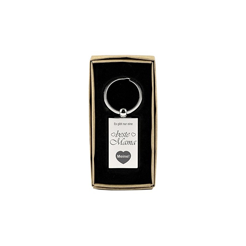 Rectangular Chrome Keyring with Engraving "Es gibt nur eine beste