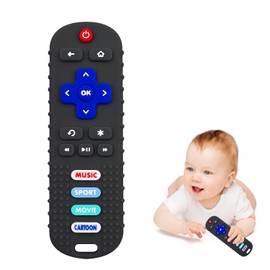 ROBBEAR Baby Teething Toys, Soft Silicone Remote Control Teether for Babies 3 6 12 18 Months, TV Remote Control Shape Infant Chew Sensory Toys for Boys and Girls, Baby Teething Relief, BPA Free