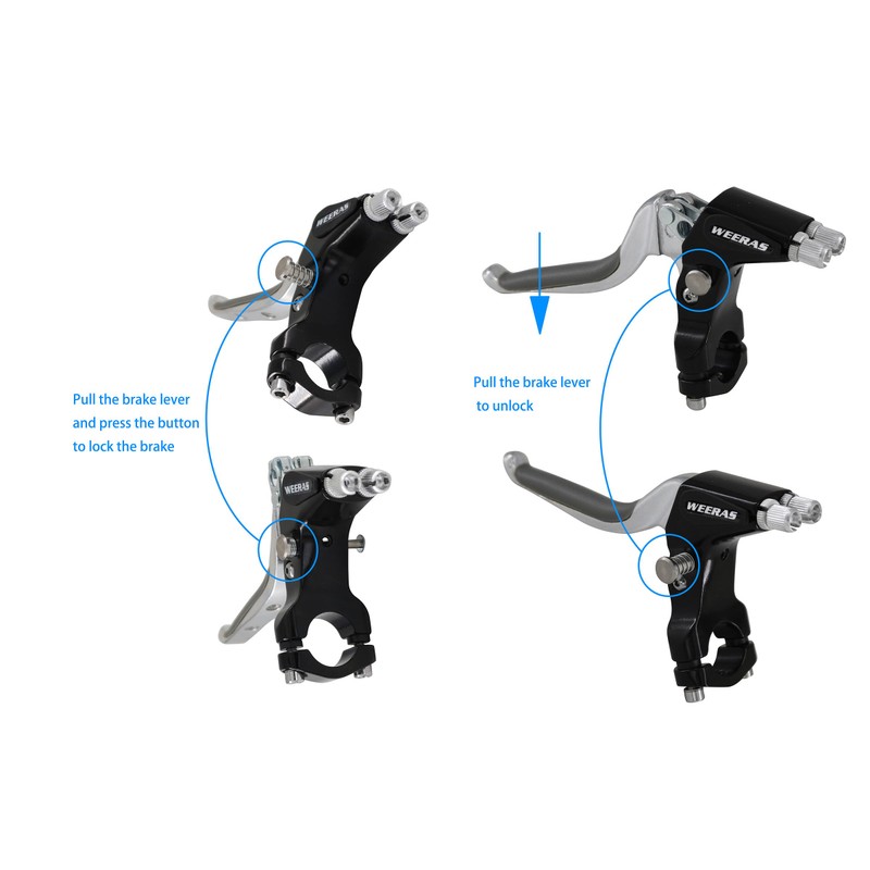 WEERAS Synchronous Brake Lever Black/Chrome for Double Bicycle Brake Cables