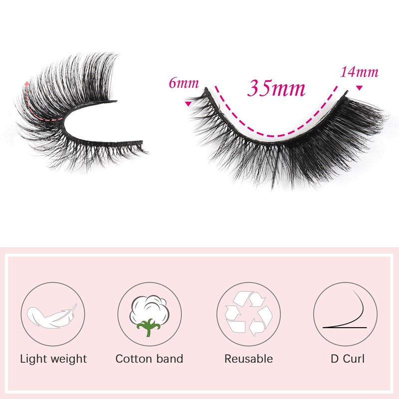 Kiusatig Eyelashes Natural Fox Eye Lashes Cat Eye Lashes Fluffy