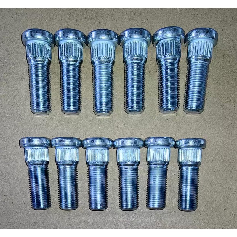 12pcs Grade 10.9 Serrated Wheel Stud 1/2-20 Thread, 0.56"(14.3mm) Knurl