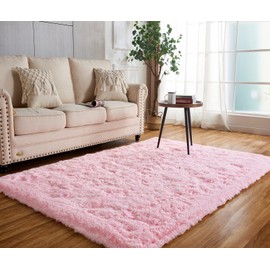 Achiiso Soft Fluffy Area Rugs, Anti-Slip Shaggy Carpets,Thick Pile Rugs Suitable for Living Room,Bedroom,Children Room,Lounge Room (Pink,90x160 cm)