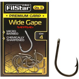 Pro Filstar 10 Piece Fishing Hook Set with Wide Gape Size 4 - Fishing Hooks