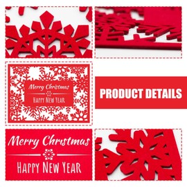 16Pcs Christmas Placemats Sets, Hollow Felt Table Placemats with Snowflake Coasters, 8PCS Christmas Table Place Mat & 8PCS Coaster Sets for Christmas Party Winter Holiday Home Table Dinner Decoration
