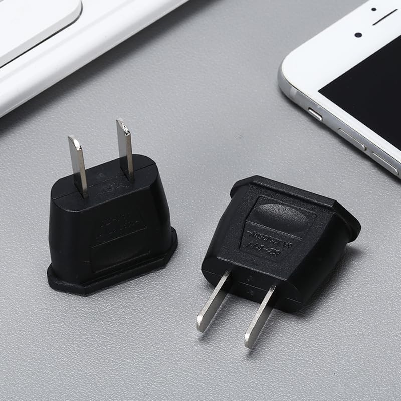 2Pcs Socket Plug Adapter, Europe EU Euro to US Travel