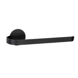 WENKO Turbo-Loc® Bivio Black Matt Towel Rail Aluminium Wall Holder for Storing Towels, Attaches No Drilling Required