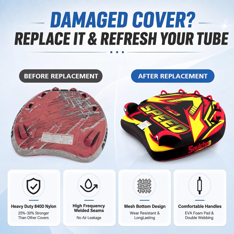 Soulchen Towable Tube Replacement Nylon Cover 1-3 Rider Models Towable
