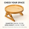 Wooden Sofa Armrest Tray, Foldable Clip-On Style Couch Arm Table