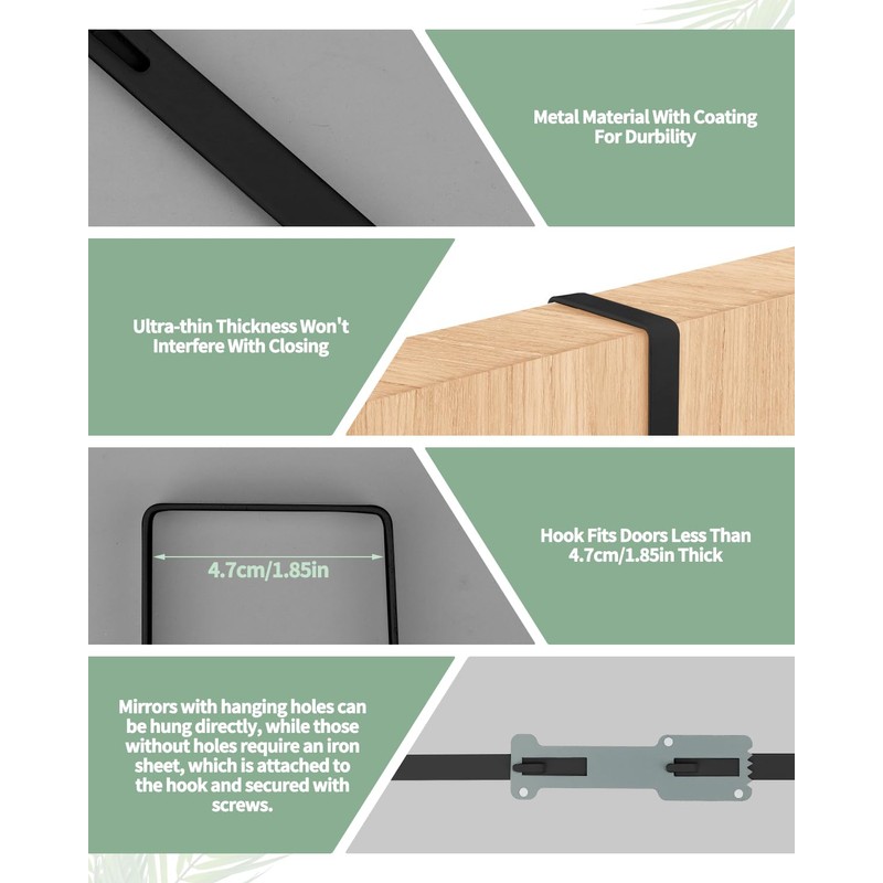 OXDFK 4 PCS Over The Door Mirror Hanger, Adjustable Door