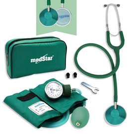 MEDSTAR | Kit Baumanómetro Aneroide con Estetoscopio de una Campana FULL COLOR (Verde Teal)