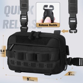 LibSkyln Outdoor Chest Bag for Men, Water-Resistant Fishing Chest Pack, Tactical Vest for Running, Cycling, Hiking, Lightweight Chest Pack Rig for Sports and Workouts (Black)