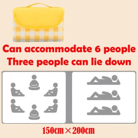 JYJLLM Picnic Blanket Waterproof,picnic blanket waterproof 150x200CM, Foldable Washable Beach Mat Picnic Mat with Carrying Handle, Outdoor Beach Blanket for Camping Park Hiking (Yellow grid)