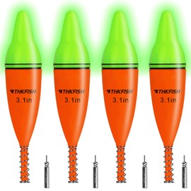 THKFISH 4PCS LED Lighted Fishing Bobbers Fishing Floats for Night, Spring Bobber Float Saltwater Freshwater Lighted Floats Glow for Crappie Walleye Catfish, 3.1", Green & Red