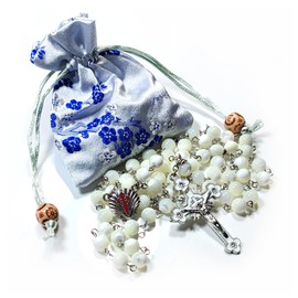 GeekTenet Rosary Beads Chaplet Natural Shells 8mm Rosery Cross Catholic gifts