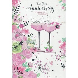 For both of you on your Anniversary card. Champagne glasses. 9 x 6 inches.