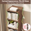 HSH Rotating Bookshelf Tower, 360°Revolving Bookcase with Wheels, Walnut