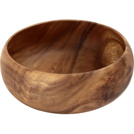 不二貿易 ボウル ラウンド XL 幅20×奥行20×高さ7.5cm ブラウン アカシア 天然木 軽量 割れにくい サラダボウル 30144