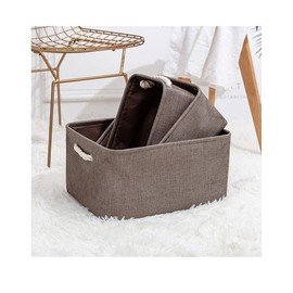 Anevous Foldable Storage Boxes, 36 x 26 x 16 cm, Fabric Storage Baskets, Baskets, Organiser Box, Fabric Boxes, Cupboard Storage for Clothes, Shelves, Cupboard, Brown
