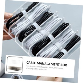 CAXUSD Cable Ties Holder 1pc Desktop Cable Organizer Wire Storage Transparent Box