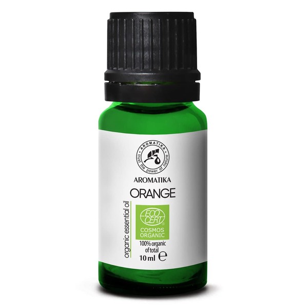 Organic Orange Oil 10 ml - Citrus Sinensis Organic - Organic Sweet Orange Oil for Aroma Diffusers and Scented Candles - Organic Essential Oil - 100% Natural from Glass Bottle - Orange Oil for Room