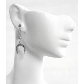 Small Plain Horse Shoe – 16x13mm - Tibetan Silver charm dangle earrings. Hypoallergenic Stainless-Steel Fishhook or Silver Plated Ball-Post, or Clip-on Earrings Opt.