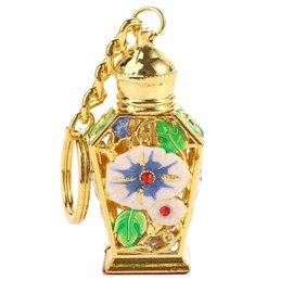 Vctitil 1pcs Arabic Style Perfume Bottles Metal Glass Essential Oil Drip Bottle Pendant Key Chain Refillable Bottle Empty Cosmetic Container