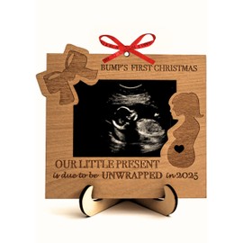 Heart's Sign Bump's First Christmas Pregnancy Ornament 2024 | Christmas Ultrasound Frame Pregnancy Gifts | Mom To Be Gift | Christmas Pregnancy Announcement Sonogram Picture Frame