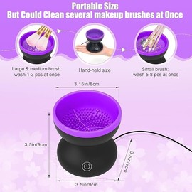 AIQIBAO Portable Electric Makeup Brush Cleaner Machine，USB Cosmetic Brush Cleaner Tools Automatic Brush Silicone Brush Spinner Wash and Dry Deep Cleaning Machine (C)