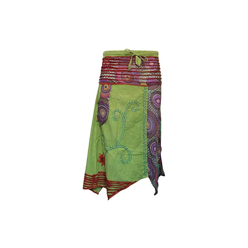 SHOPOHOLIC FASHION Hippie Boho Flowing Skirt, lime green
