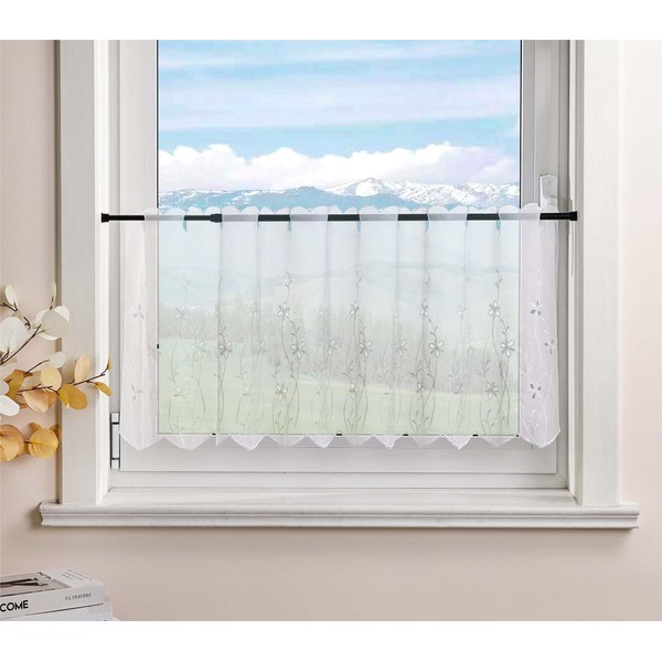 Delien Voile Bistro Curtains for Kitchen, Transparent Panel Curtain, Country