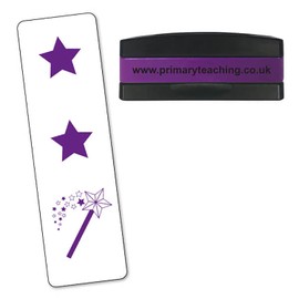 Stackable Two Stars And A Wish Pre Inked School Teachers Positive Feedback Marking Stamper Stamp 44x13mm Primary Teaching Services (Purple)